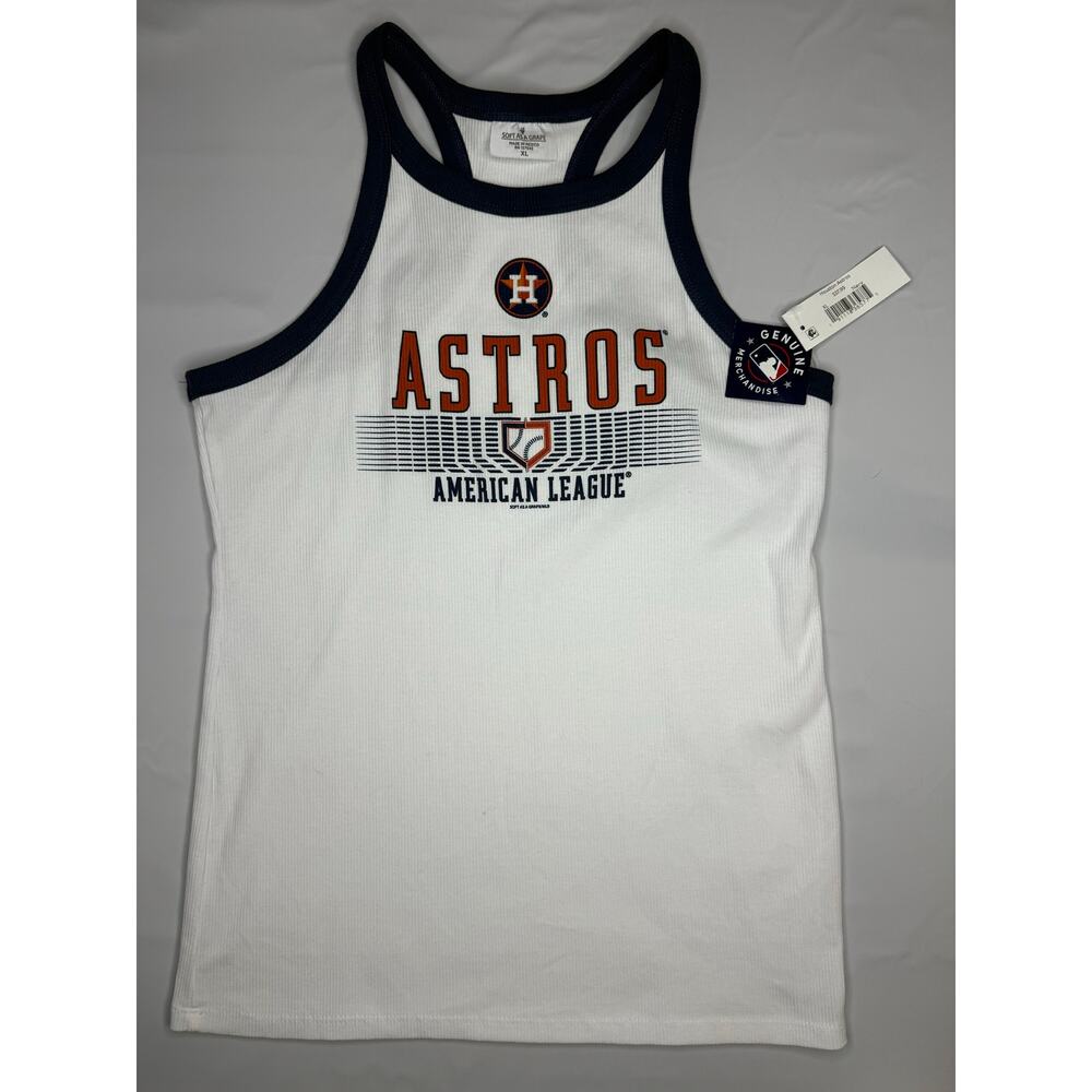 Houston Astros Tank Top Womens XL White Ribbed Racerback MLB NWT Cotton